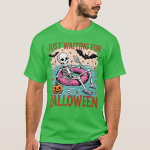 Camiseta Esqueleto de Verão Assustador Apenas Esperando pel