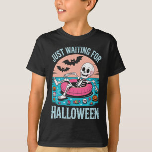 Camiseta Esqueleto de Verão assustador, só esperando crianç