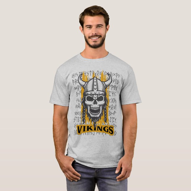 Camiseta Esqueleto de Vikings (Frente Completa)