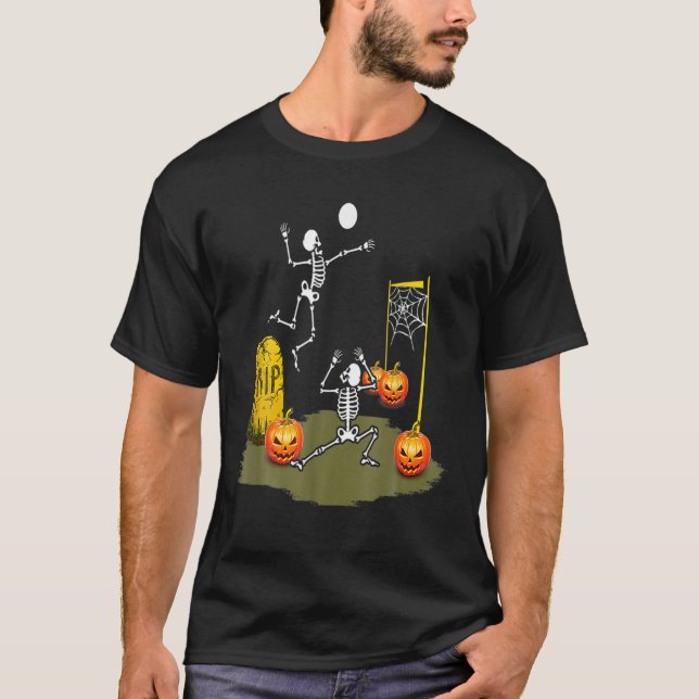 Camiseta Esqueleto de Voleibol Halloween (Frente)