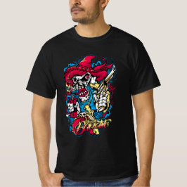 Camiseta Esqueleto Dinâmico - Design de Outlaw de Halloween