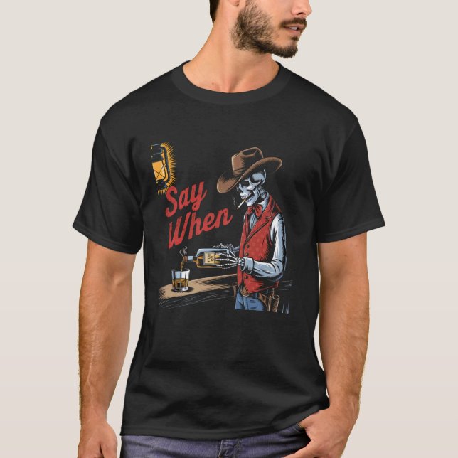 Camiseta Esqueleto Divertido Caveira Diz Quando Oc (Frente)