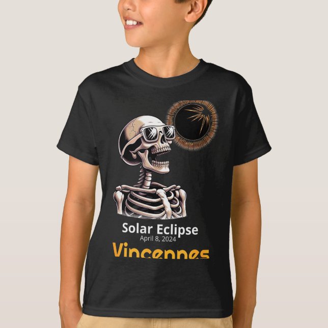 Camiseta Esqueleto Divertido Eclipse Solar Vincennes Indian (Frente)