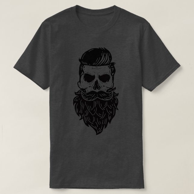 Camiseta Esqueleto do crânio da barba (Frente do Design)