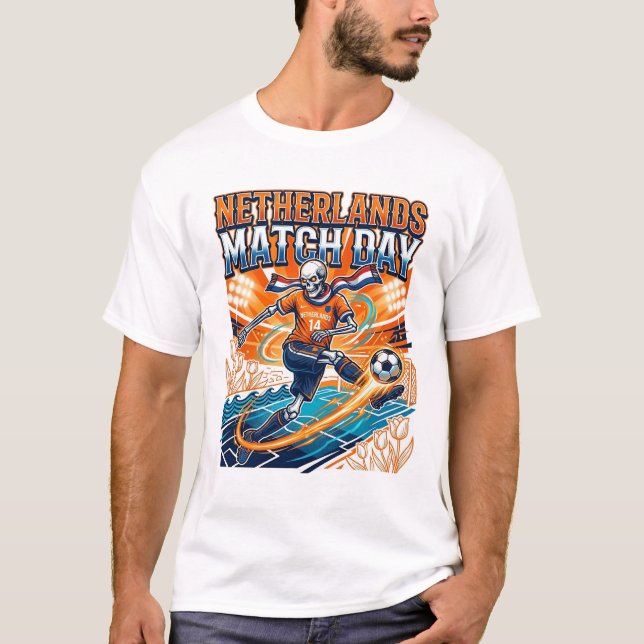 Camiseta Esqueleto do Dia da Partida da Holanda Striker Nat (Frente)