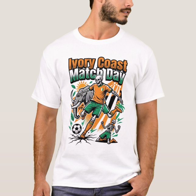 Camiseta Esqueleto do Dia de Partida da Costa do Marfim Nac (Frente)
