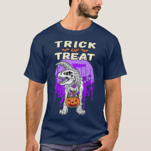 Camiseta Esqueleto do Dinossauro das Halloween, saco de abó