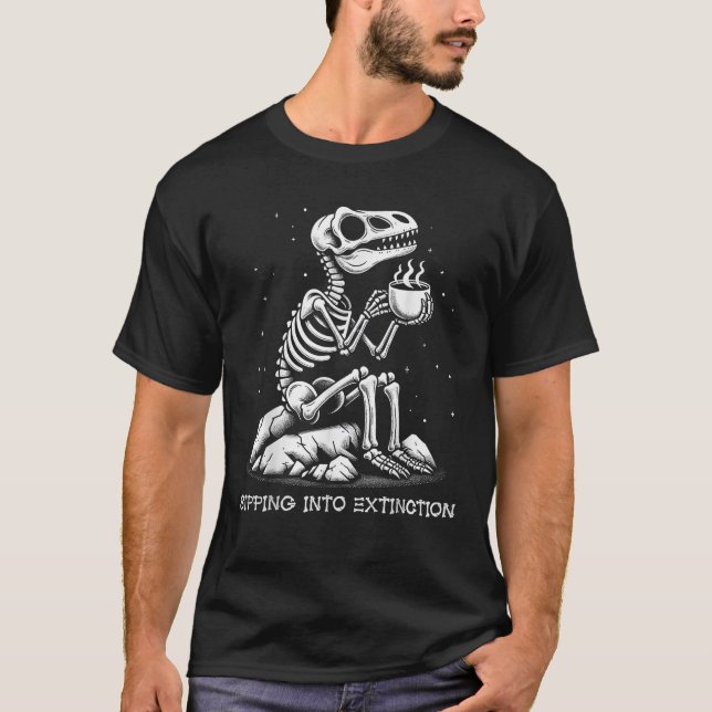 Camiseta Esqueleto Do Dinossauro Retroativo A Entrar Na Ext (Frente)
