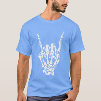 Camiseta Esqueleto do Rock Punk Cool Rocker Halloween Homen