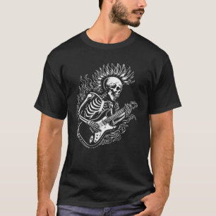 Camiseta Esqueleto do Rock Punk Guitarra Elétrica Rocker Ho