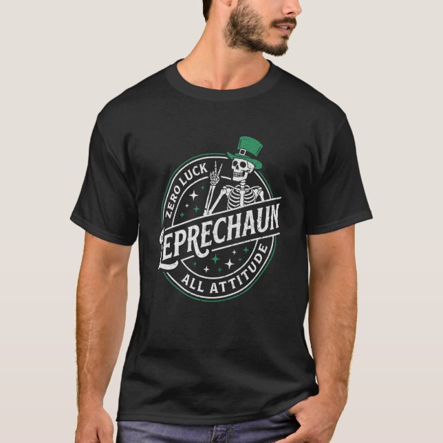 Camiseta Esqueleto Duende Sem Sorte Tudo Atitude Divertido  (Frente)