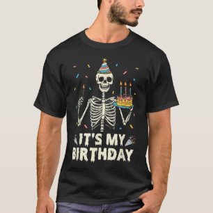 Camiseta Esqueleto É Minha Festa de aniversário Feliz Dia d
