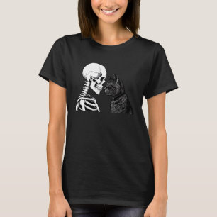 Camiseta Esqueleto e Nariz de Gato Tocam Cute Halloween Ass