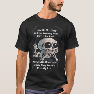 Camiseta Esqueleto Engraçado Como Dorme Com A Roupa Noturna