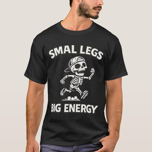 Camiseta Esqueleto Engraçado Correndo - Pernas Pequenas Gra (Frente)