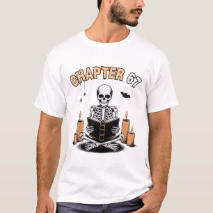 Camiseta Esqueleto engraçado de Halloween lendo livro 67 me