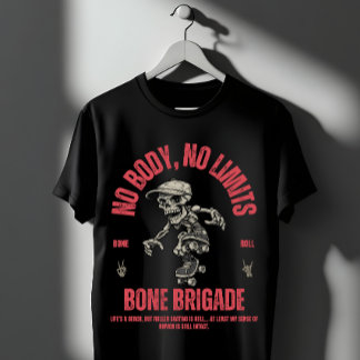 Camiseta Esqueleto Engraçado de Patins Quadruple Brigada Ós