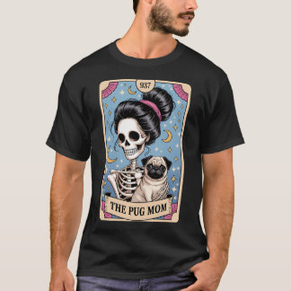 Camiseta Esqueleto Engraçado Dia das Bruxas Pug Mãe Cartão