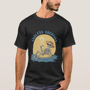 Camiseta Esqueleto Engraçado "Férias Sem Fim" Humor Negro R