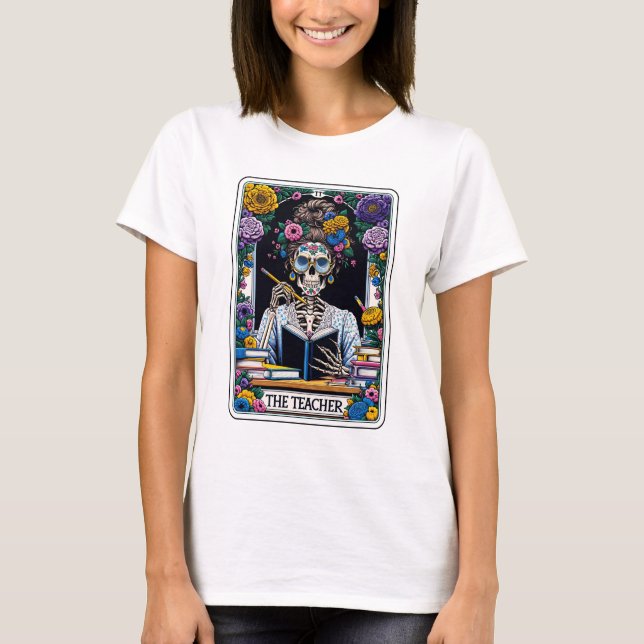 Camiseta Esqueleto Engraçado O Professor Tarot (Frente)