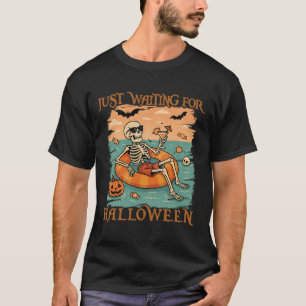 Camiseta Esqueleto Engraçado Que Flutua Em Flamingo Cut