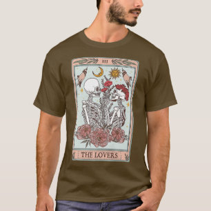 Camiseta Esqueleto Estético Da Placa De Tarô Dos Amantes Le