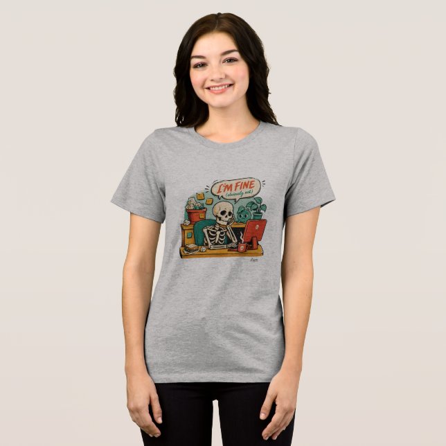 Camiseta Esqueleto Estou Bem (Frente Completa)