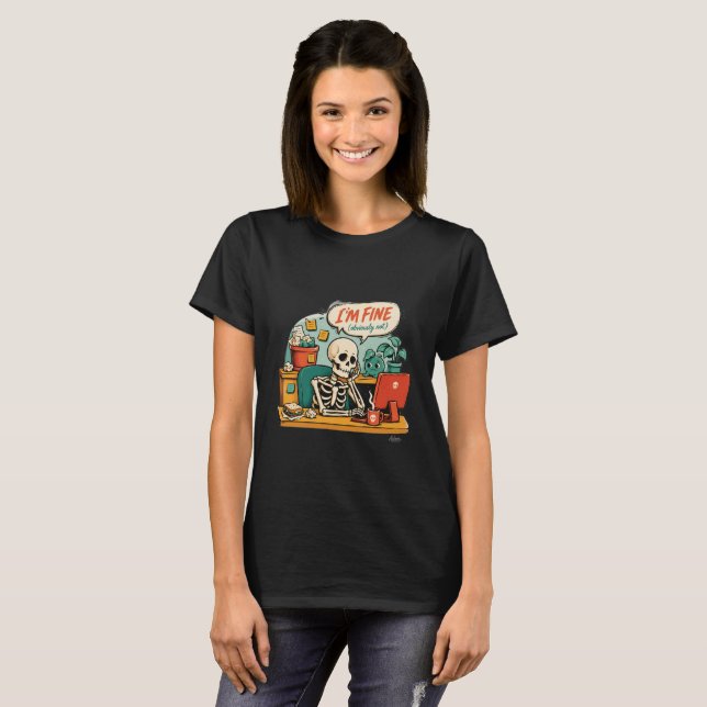 Camiseta Esqueleto Estou Bem (Frente Completa)