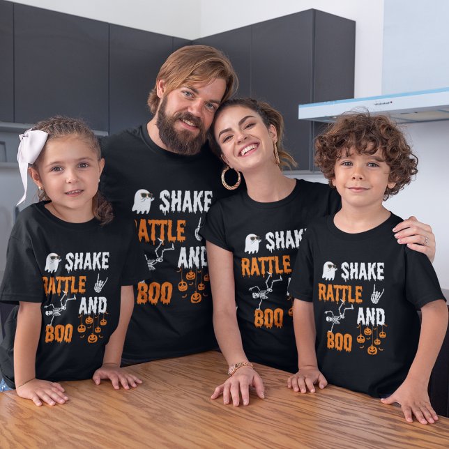 Camiseta Esqueleto Fantasma Dançante Shake Rattle Boo Hallo (Criador carregado)