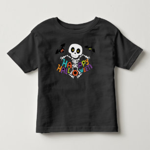 Camiseta Esqueleto feliz bonito do Dia das Bruxas