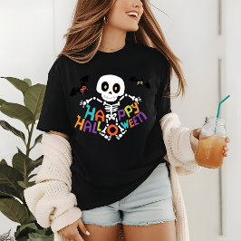 Camiseta Esqueleto Feliz de Halloween