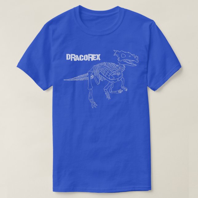 Camiseta Esqueleto Fóssil do Dinossauro Dracora  (Frente do Design)
