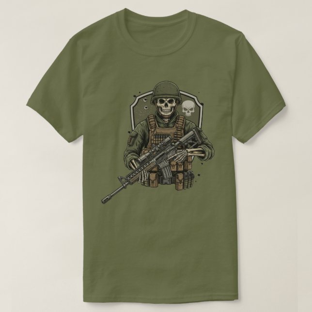 Camiseta Esqueleto Franco-Atirador (Frente do Design)