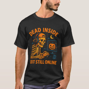 Camiseta Esqueleto Gamer Morto Por Dentro Ainda Online Humo
