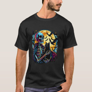 Camiseta Esqueleto Gato Crânio Gatinho Amante Fofo Gótico H