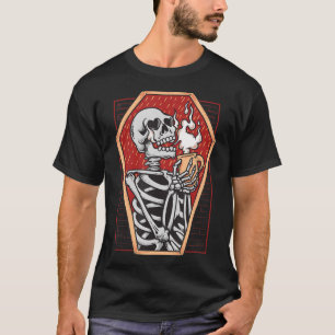 Camiseta Esqueleto Gótico em Caixão Loja Estética de Goth H