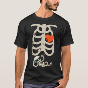 Camiseta Esqueleto Gravidez Anúncio de Raio-X Dia das Bruxa