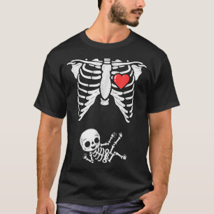 Camiseta Esqueleto Gravidez Anúncio Xray Halloween Custo
