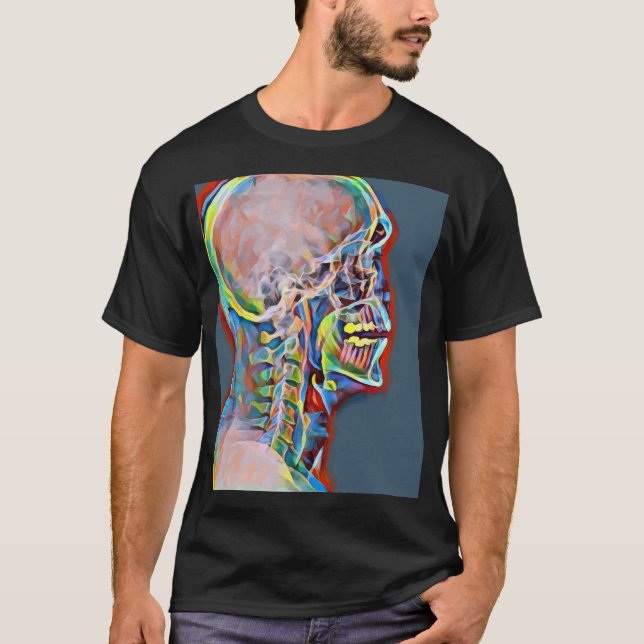 Camiseta Esqueleto humano Abstrato do crânio Anatomia Arte  (Frente)