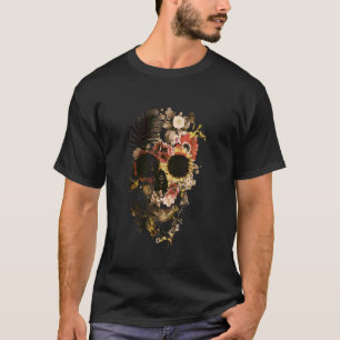 Camiseta Esqueleto Humano Cabeça Jardim Cemitério
