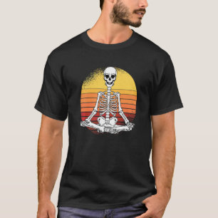 Camiseta Esqueleto Ioga Festa de Halloween Preguiçoso Roupa