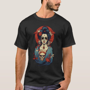 Camiseta Esqueleto Japonês Geisha Skull Geisha Graphic 2