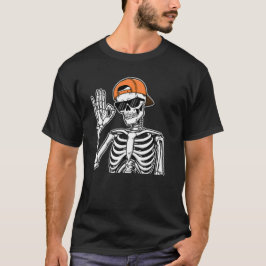 Camiseta Esqueleto legal com Boné laranja | Halloween de Sa