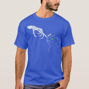 Camiseta Esqueleto Mão Boop No Nariz De Um Gato Engraçado H