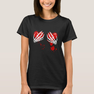 Camiseta Esqueleto Mãos No Coração Hemorrágico