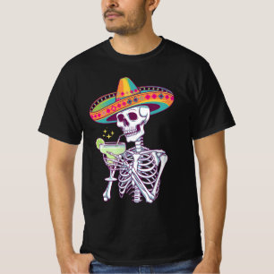 Camiseta Esqueleto Mexicano Cinco De Mayo Festa Margarita
