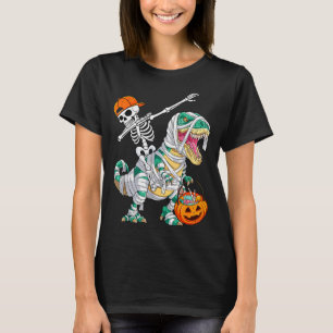Camiseta Esqueleto Montando Dançando Dab Dinossauro T Rex H