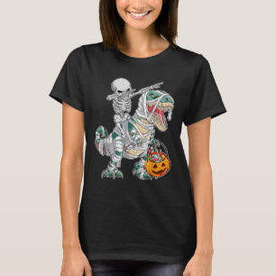 Camiseta Esqueleto Montando Dançando Dab Dinossauro Trex Ha