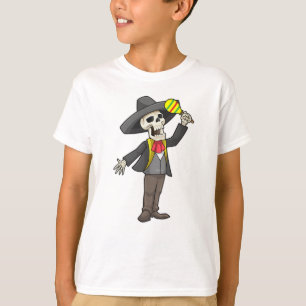 Camiseta Esqueleto na Música com Maracas