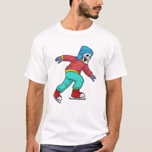 Camiseta Esqueleto no gelo esquiando com skates de gelo